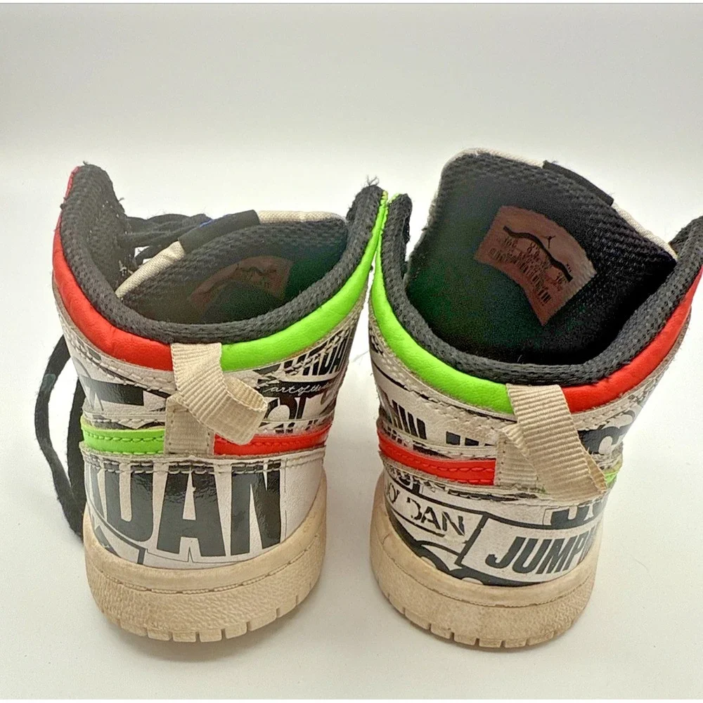 kids Nike Air Jordan 1 Mid All Over Logo Size 10C White Green one with no laces‎